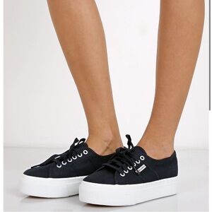 Superga Basic Platform Canvas Size 5 Navy Blue